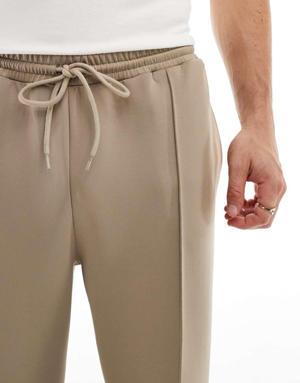ASOS DESIGN tapered scuba sweatpants in greige Product Image