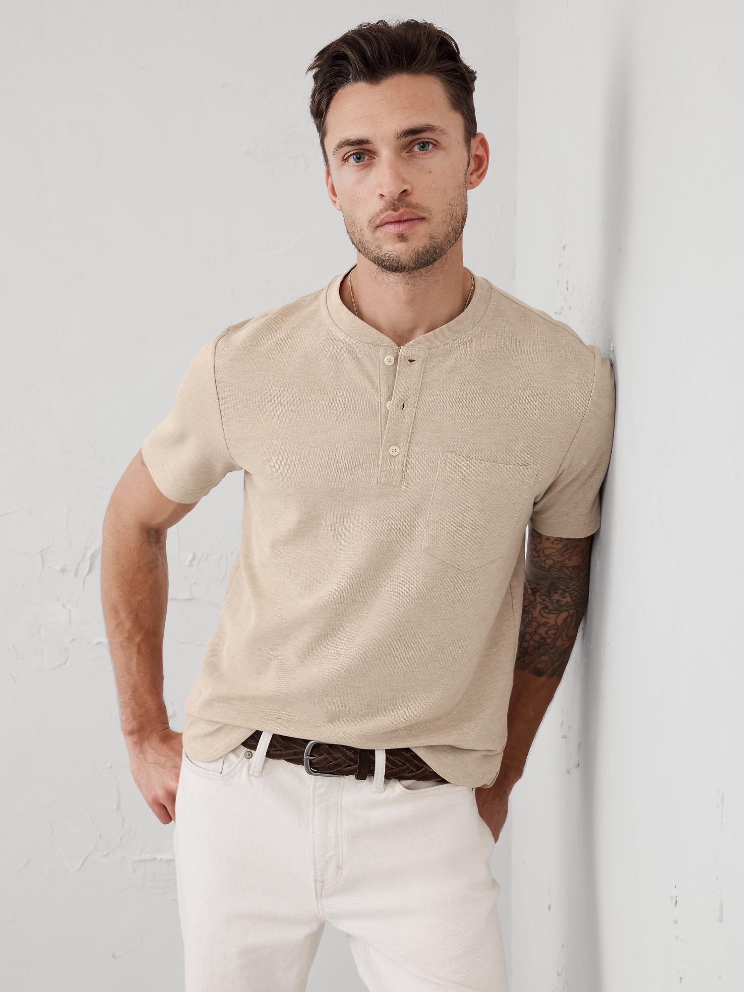 Honeycomb Pique Henley Product Image
