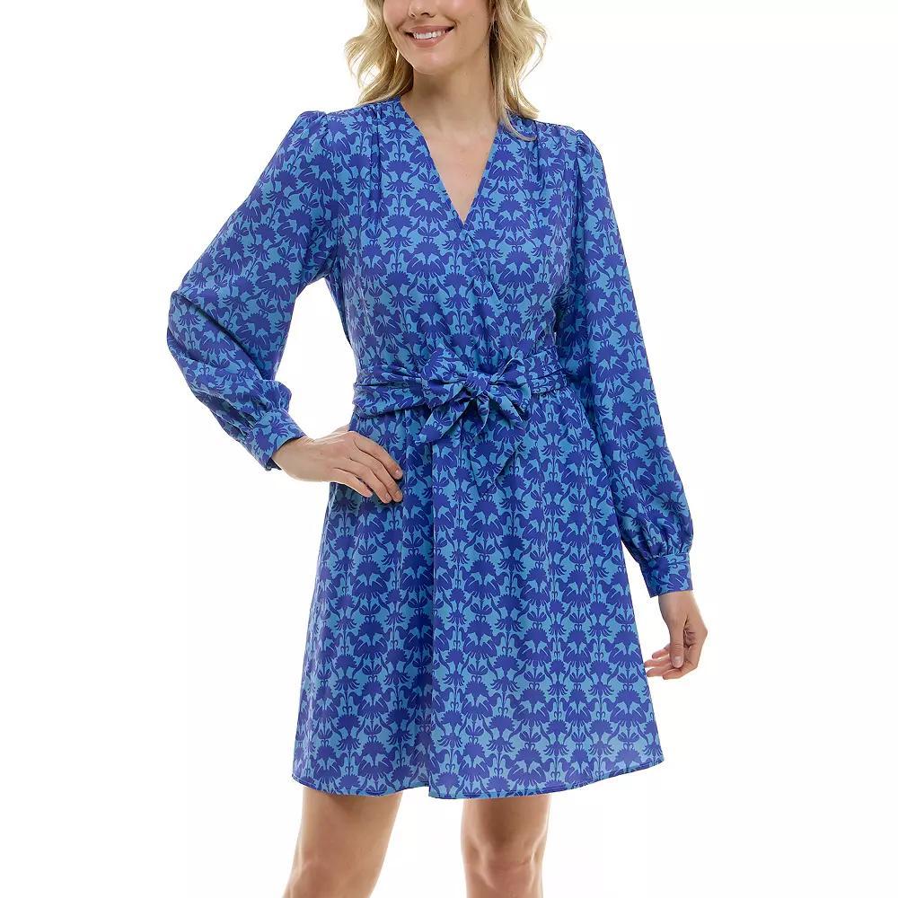 Women's Nicole Miller Wrap Dress, Size: 10, Blue Print Product Image