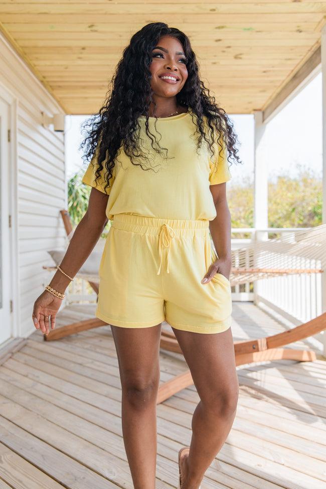 Over The Moon Yellow Lyocell Lounge Top FINAL SALE Product Image
