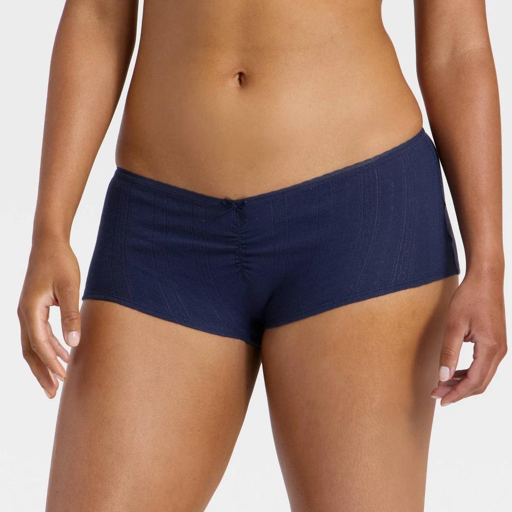 Women's Pointelle Ruched Front Boy Shorts - Wild Fable™ Product Image