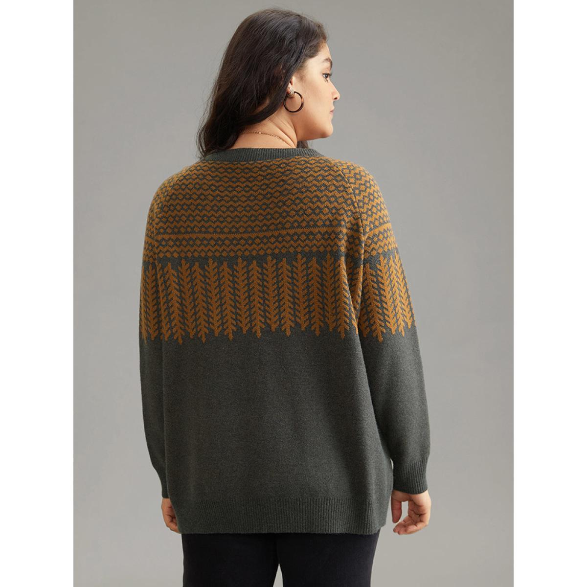 Plus Size Supersoft Essentials Graphic Raglan Sleeve Pullover DimGray Women Casual Loose Long Sleeve Round Neck Dailywear Pullovers BloomChic 30/6X Product Image