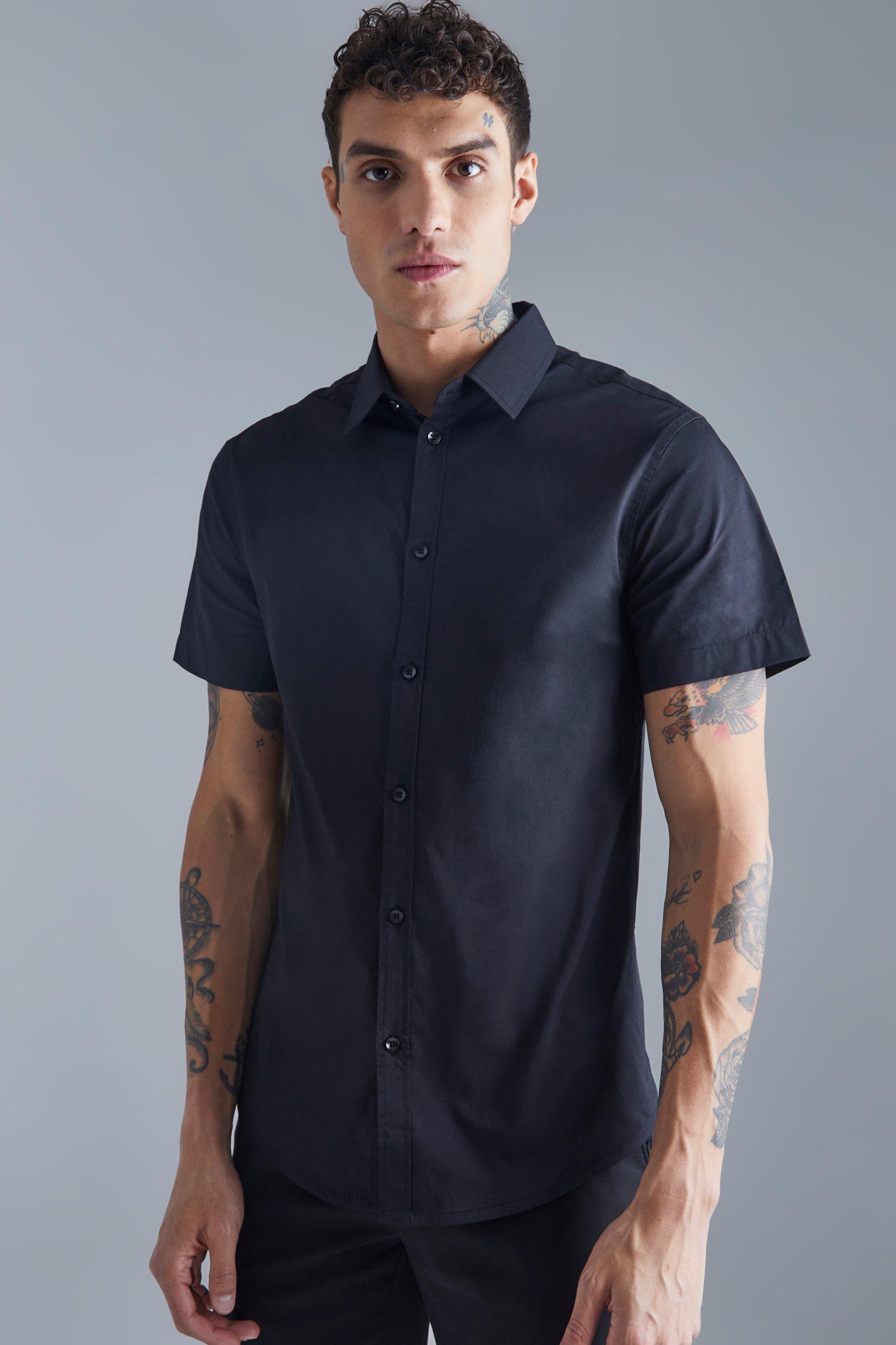 Mens Short Sleeve Slim Fit Shirt - Black Product Image