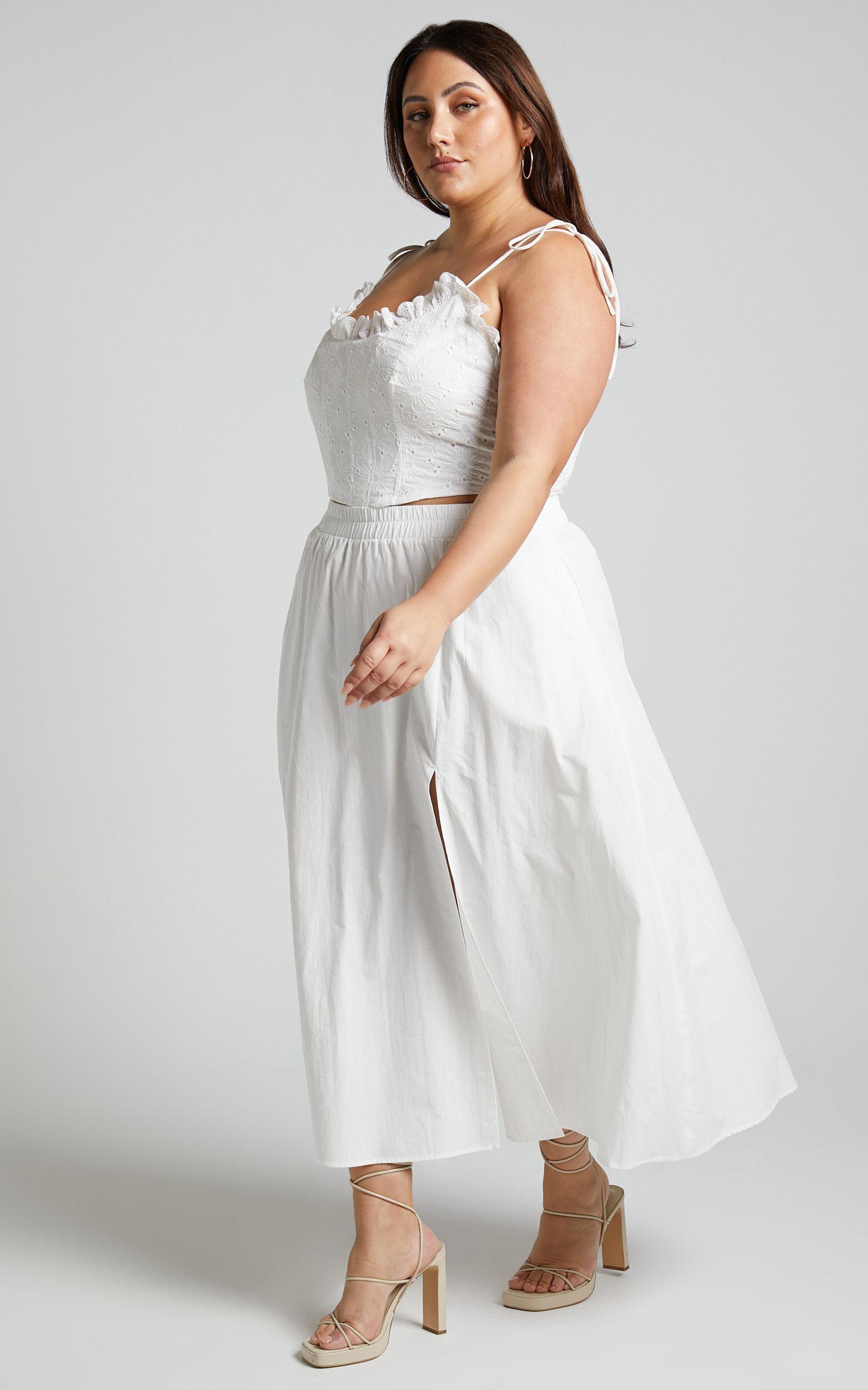 Annika Midi Skirt - Side Split A Line Skirt in Ivory Product Image