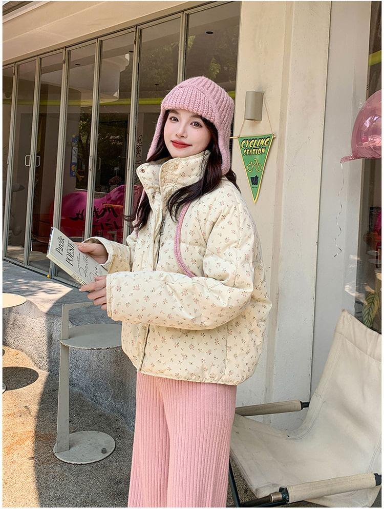 Floral Print Padded Zip Jacket Product Image