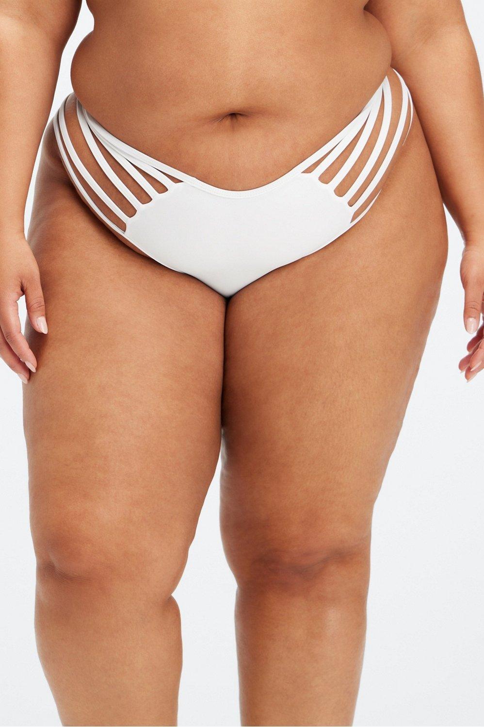 Fabletics High-Waisted Strappy Bikini Bottom Womens white Size M Product Image