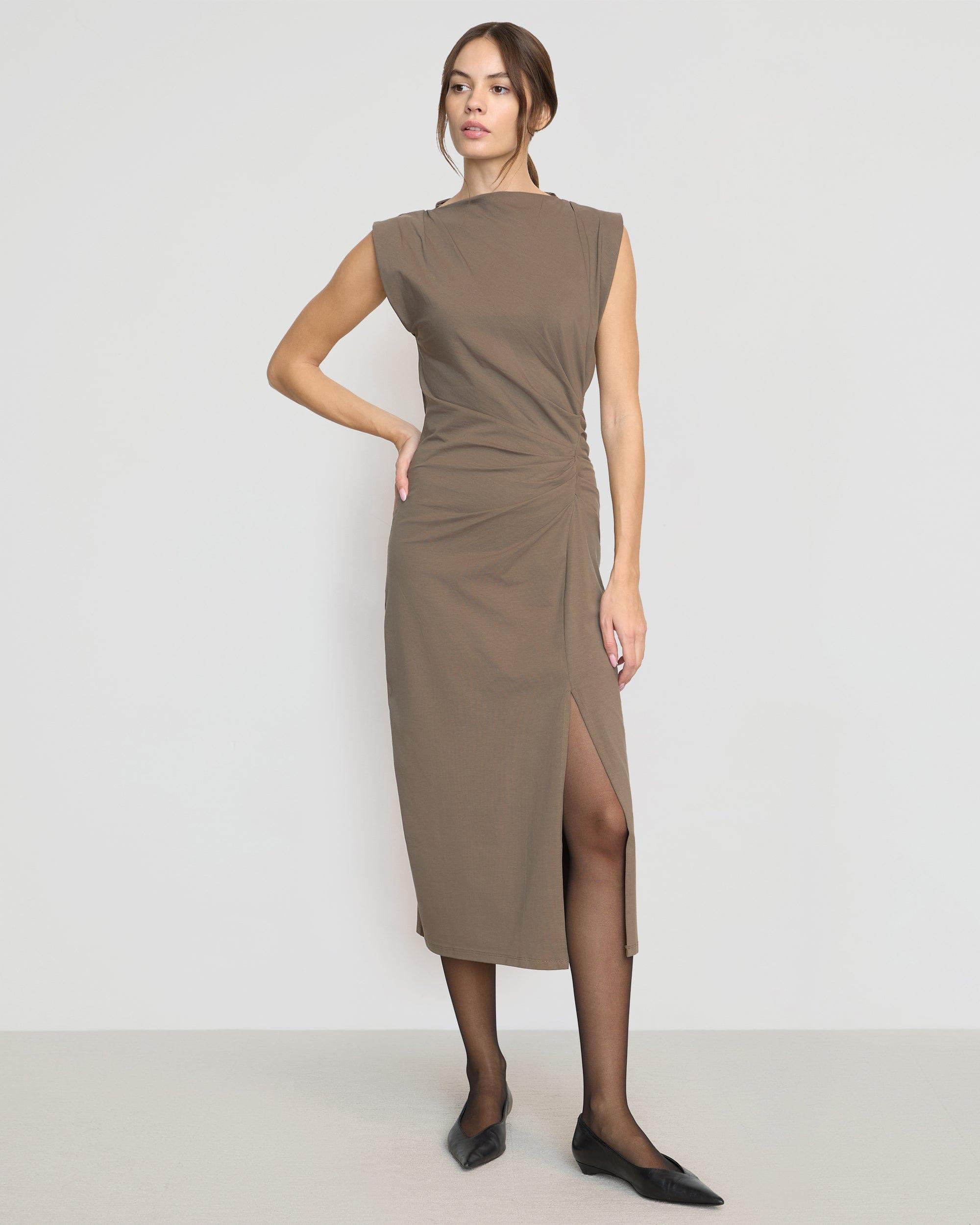Khelan Sculpted Ruched-Waist Dress Product Image