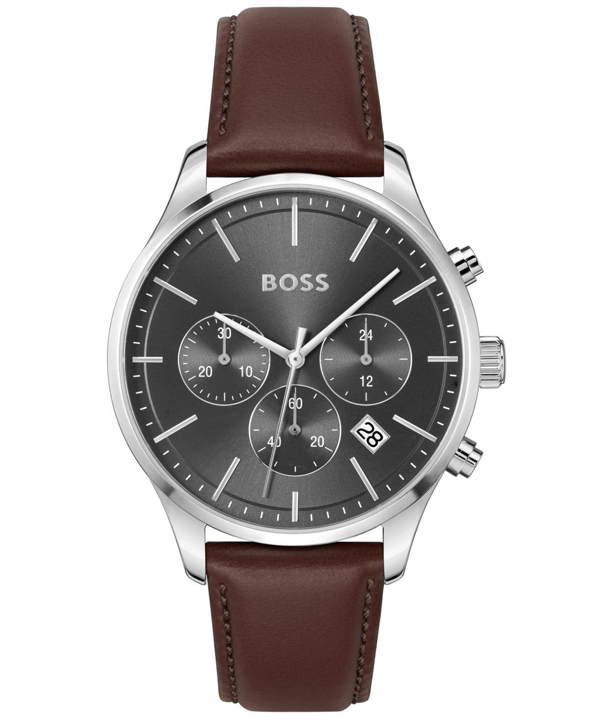 Hugo Boss Mens Avery Quartz Chronograph Leather Strap Watch Product Image