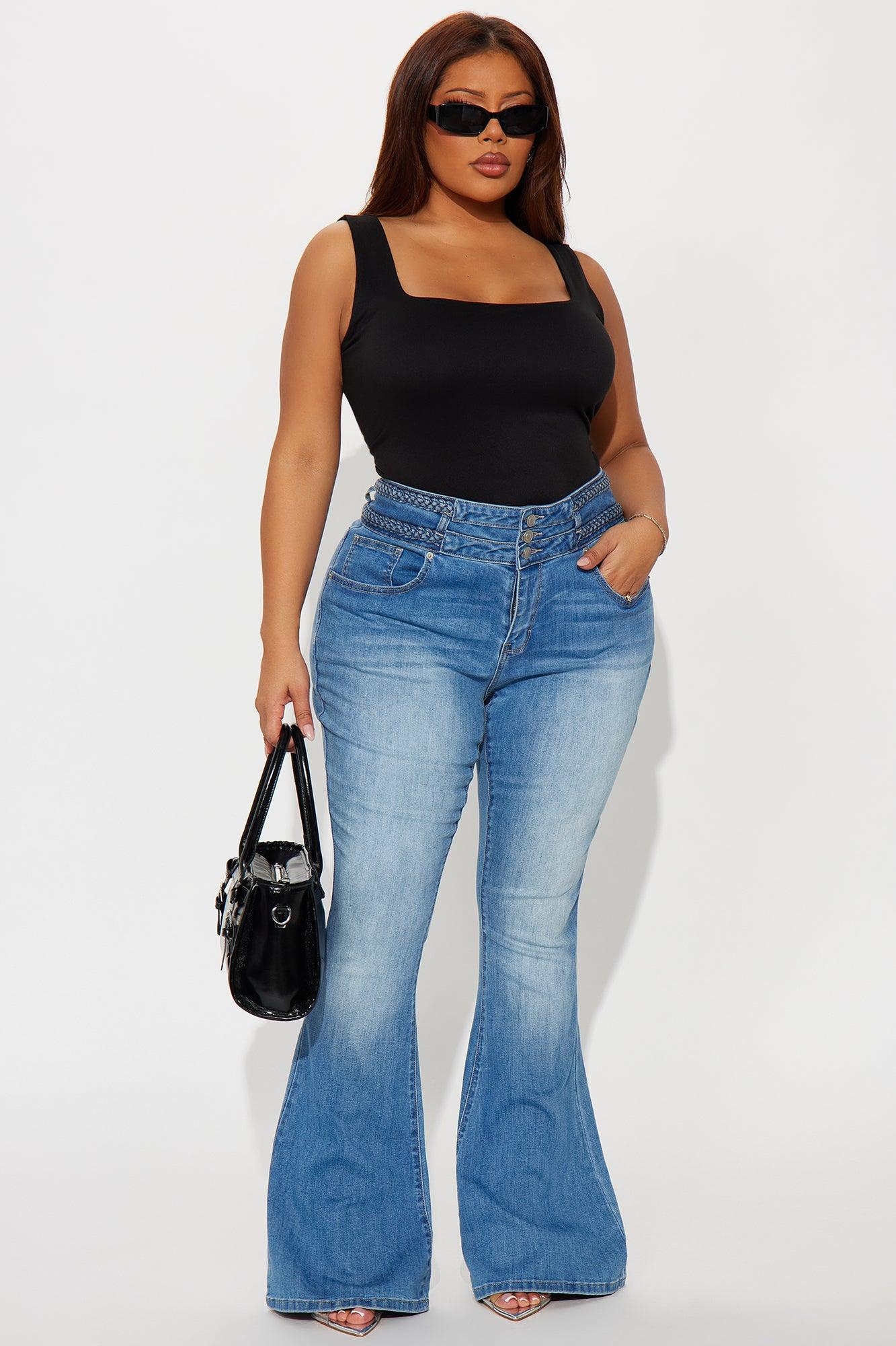 Cannes Braided Stretch Flare Jeans - Medium Wash Female Product Image