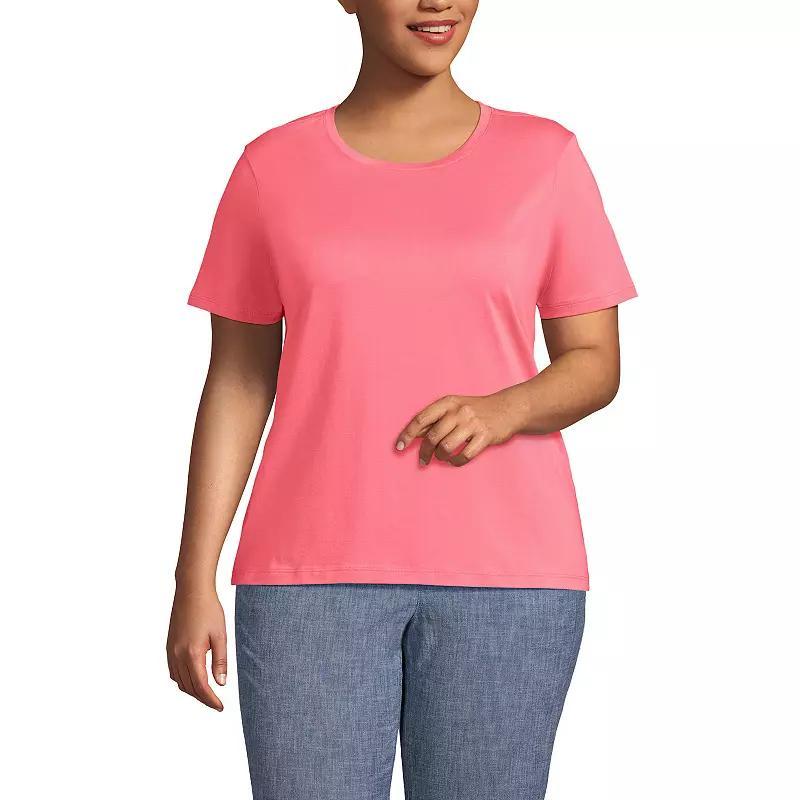 Plus Size Lands' End Relaxed Supima Cotton Crewneck Tee, Women's, Size: 1XL, Pale Yellow Product Image