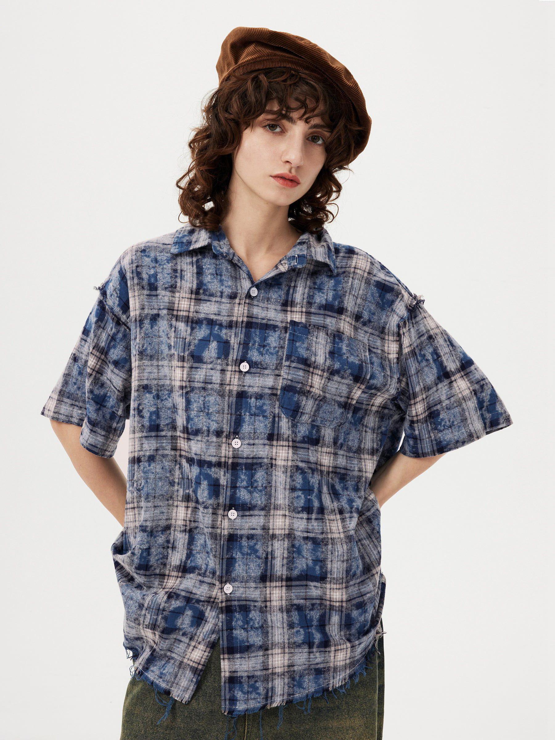 Aelfric Eden Tie Dye Plaid Short Sleeve Shirt Product Image