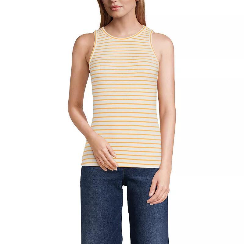 Women's Lands' End Drapey Rib Fitted Tank Top, Size: Medium, Gray Grey Product Image
