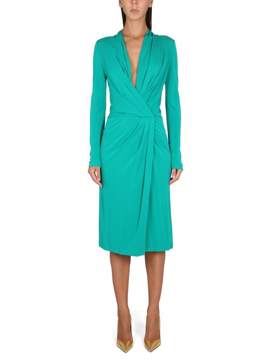ALBERTA FERRETTI V-neck Dress In Green Product Image