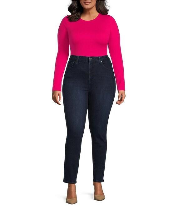 Good American Plus Size Scuba Crew Neck Long Sleeve Bodysuit Product Image