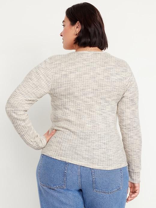 Ribbed Henley Top Product Image