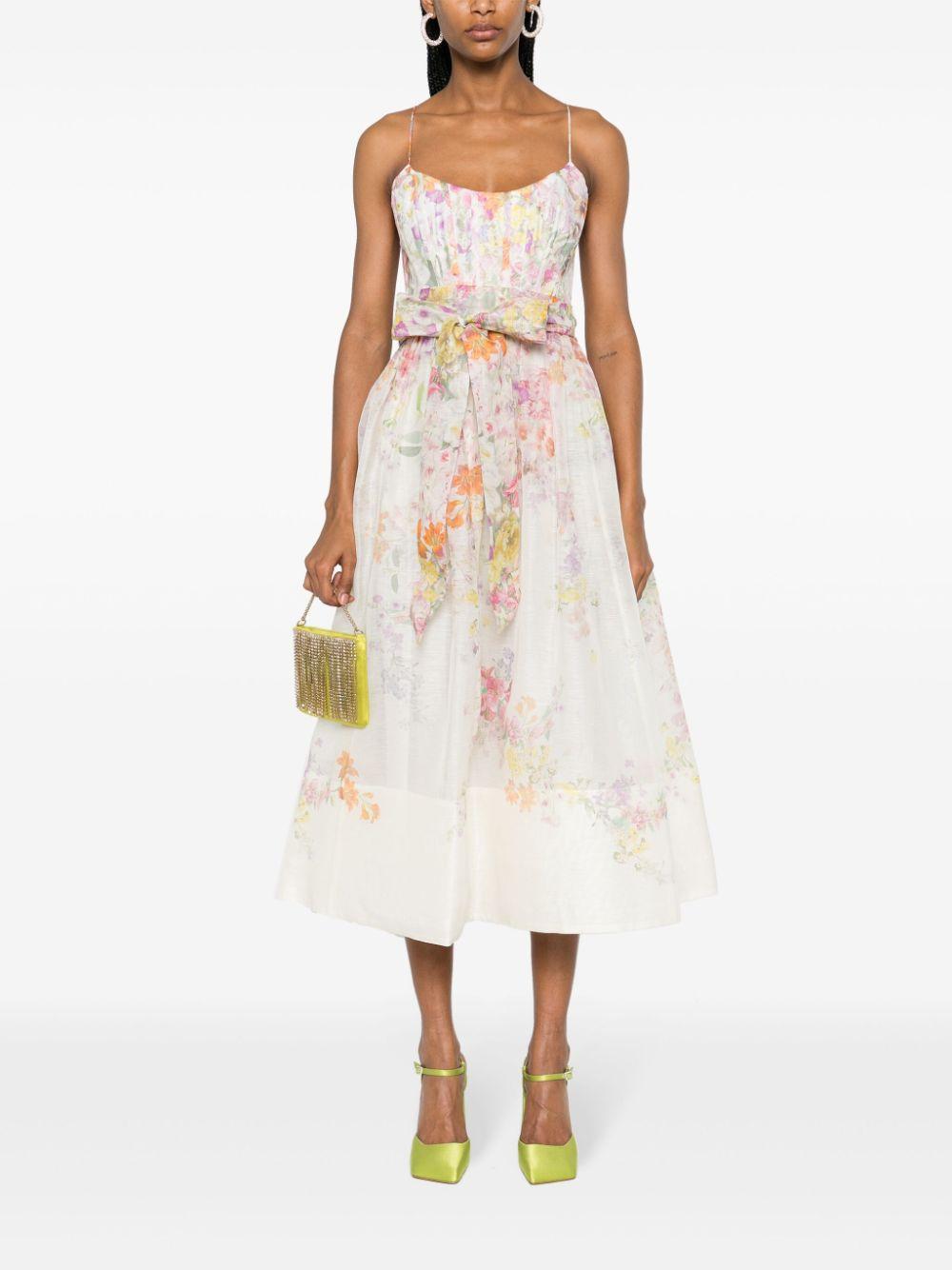 ZIMMERMANN Natura Floral Corset Midi Dress In Kaleidoscope Garden Product Image