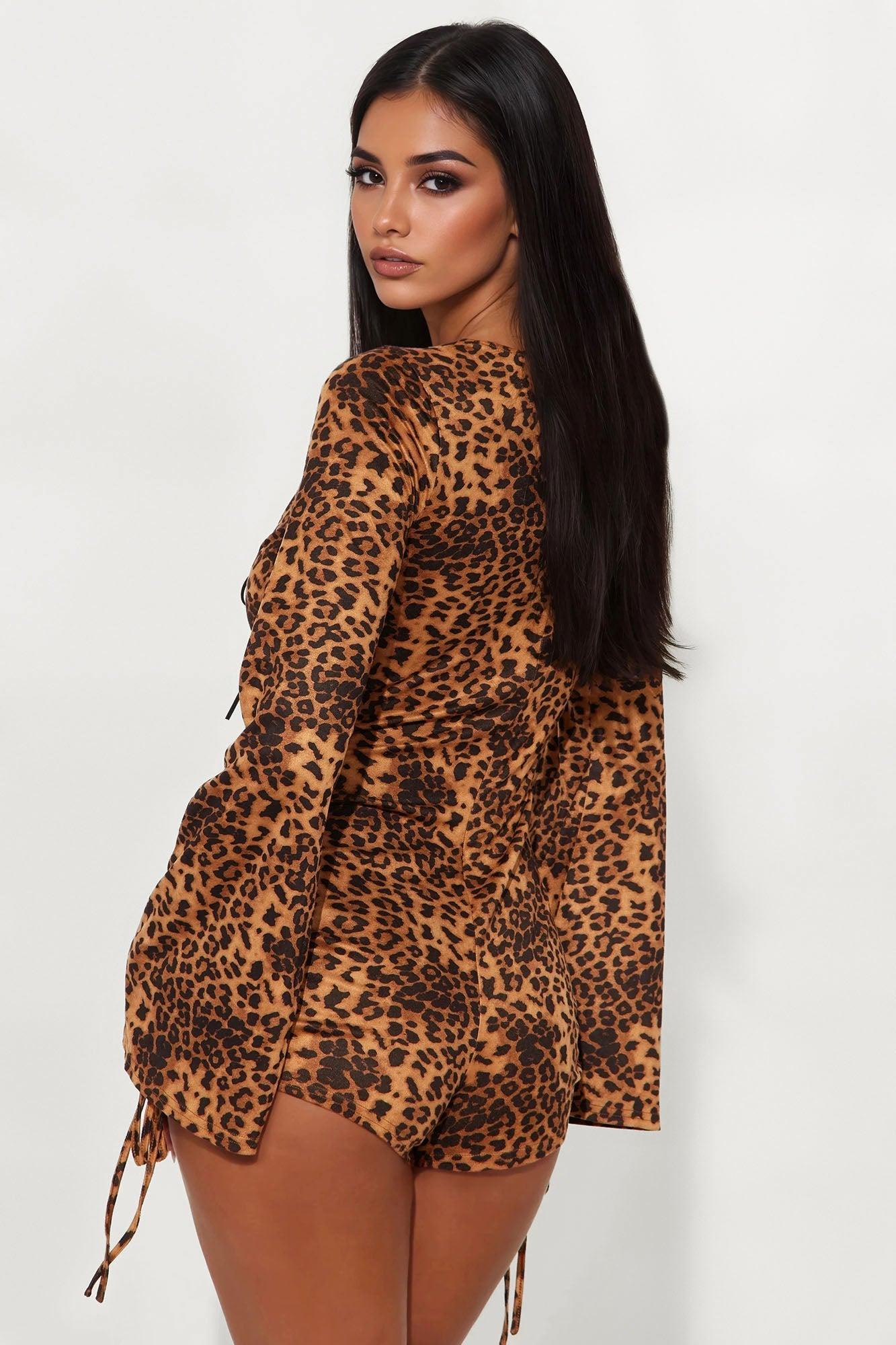 Drinks In Miami Leopard Romper - Leopard Product Image