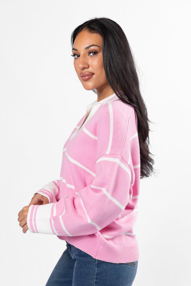 Imagine That Pink Striped Collared Sweater FINAL SALE Product Image