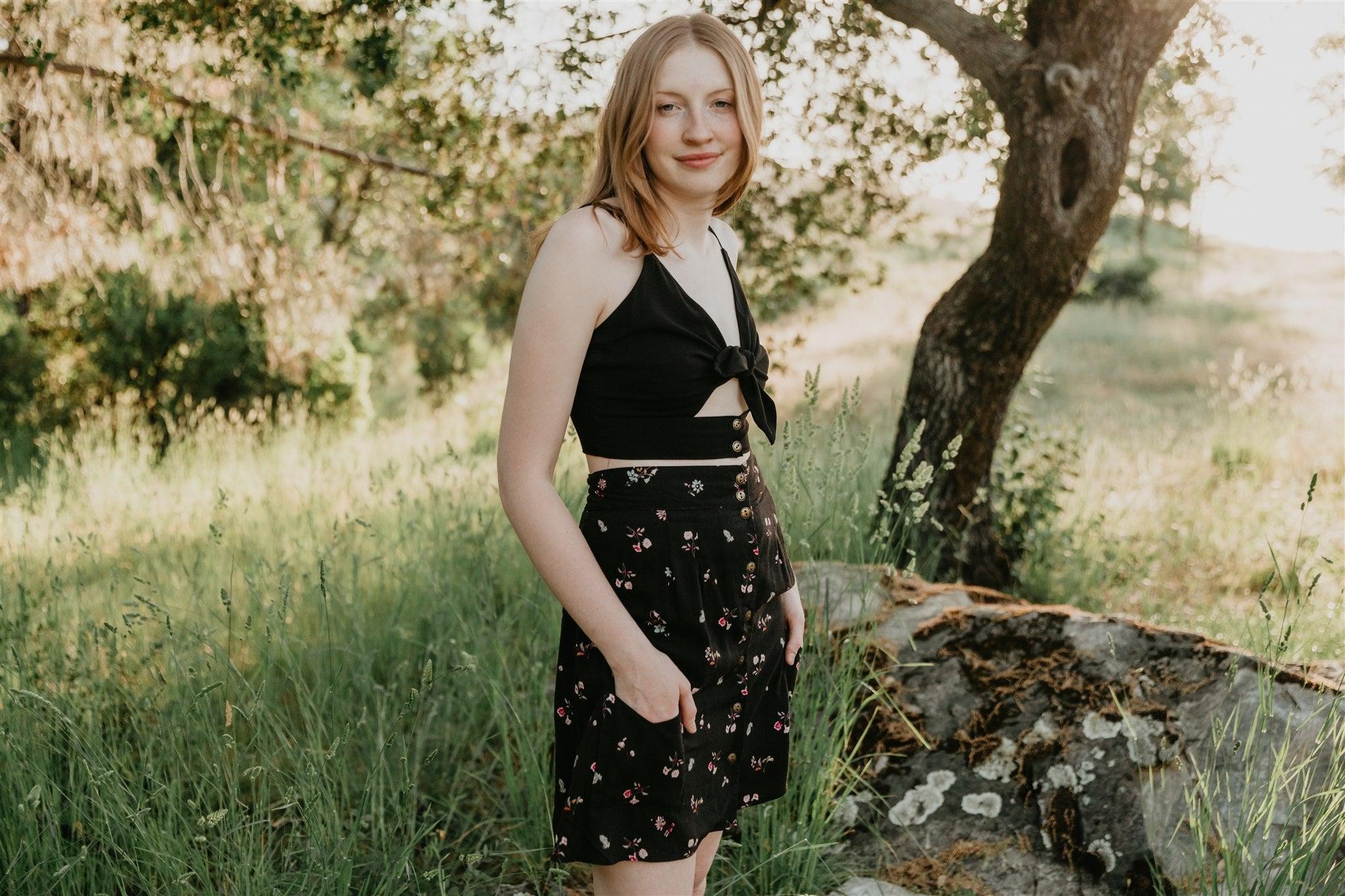 Rah Rah Skirt in Dark Floral Product Image