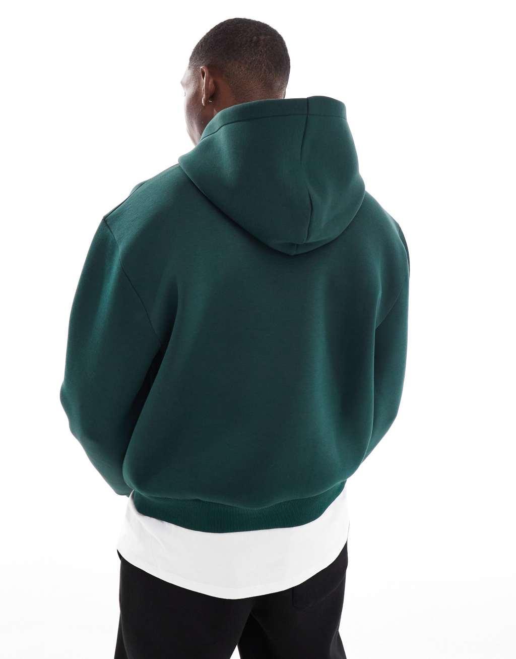 ASOS DESIGN boxy oversized scuba hoodie in green Product Image