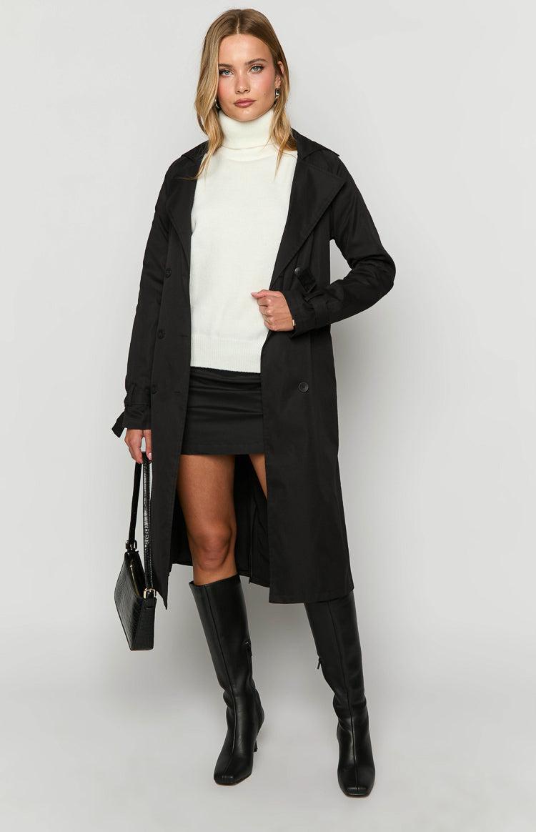 Santos Black Trench Coat Girls Product Image