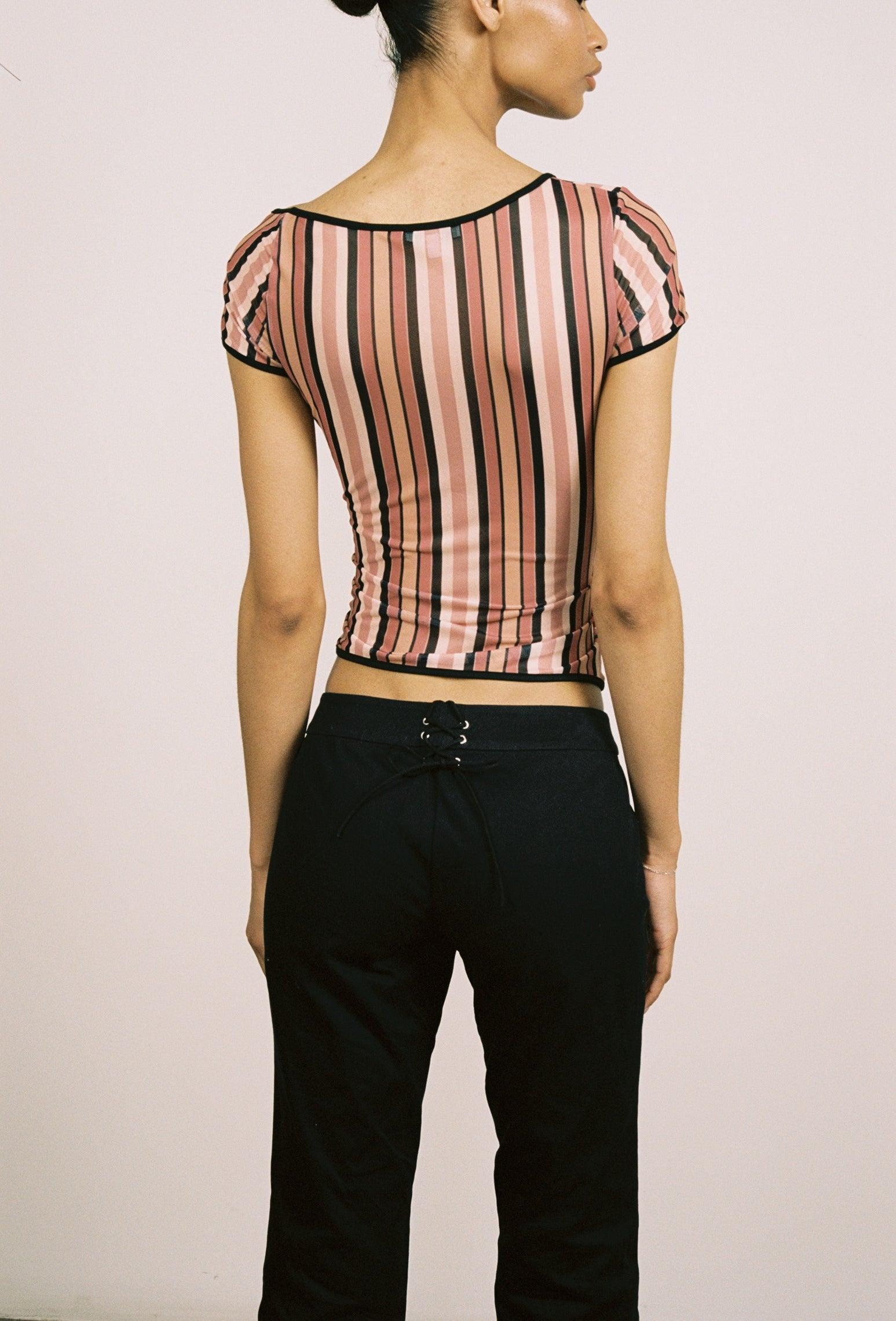 MIMI TEE - SALMON STRIPE Product Image