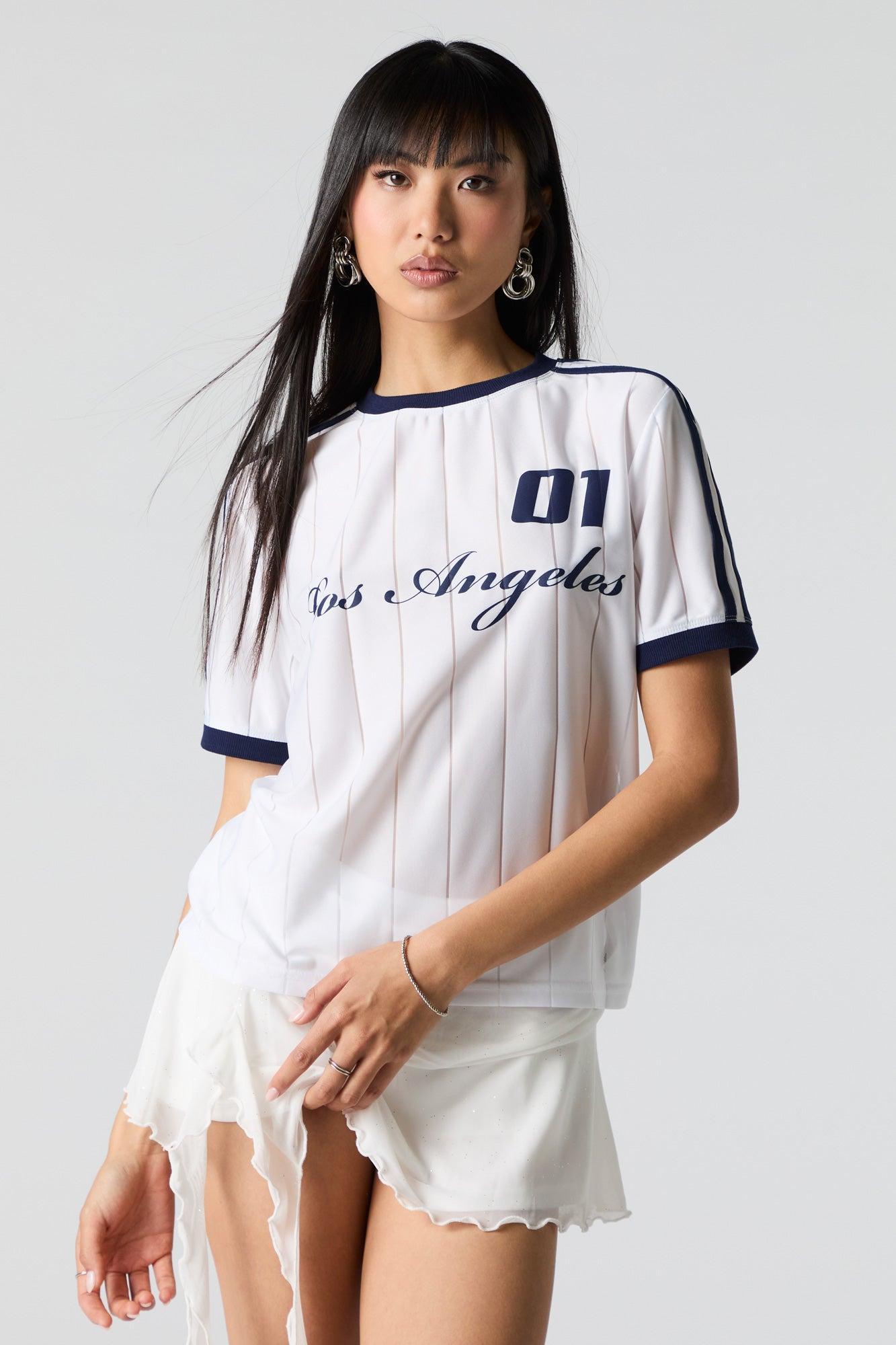 Semi Sheer Ribbed Graphic Jersey Female Product Image