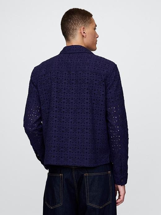 Poplin Eyelet Full-Zip Pocket Shirt Product Image