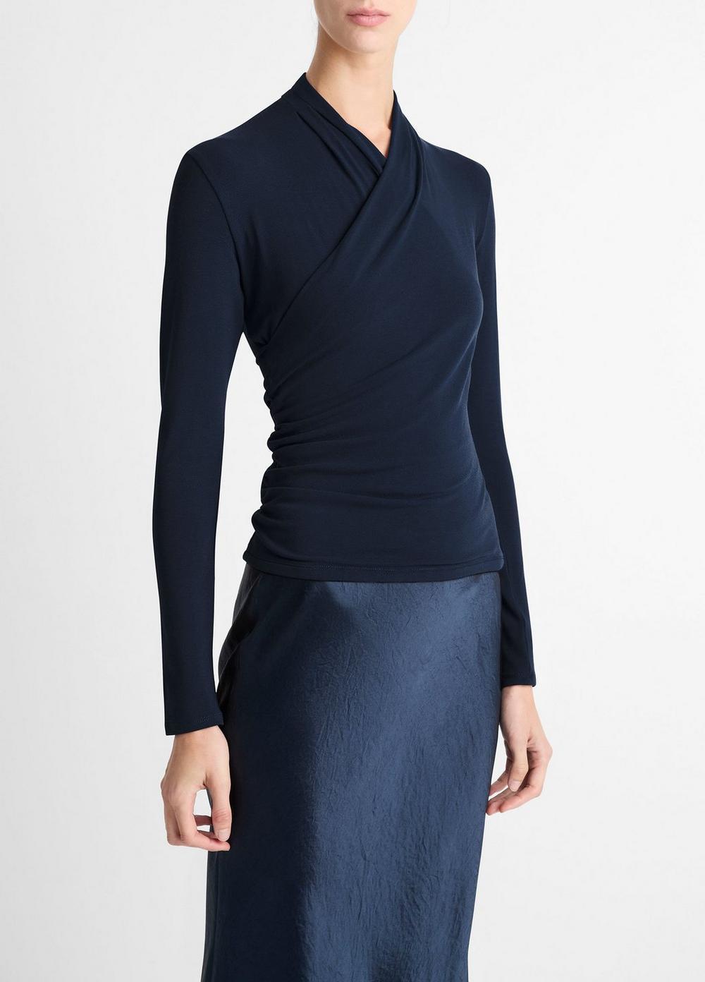 Womens Fixed Wrap Long-Sleeve Top, Coastal Blue, Size M Vince Product Image