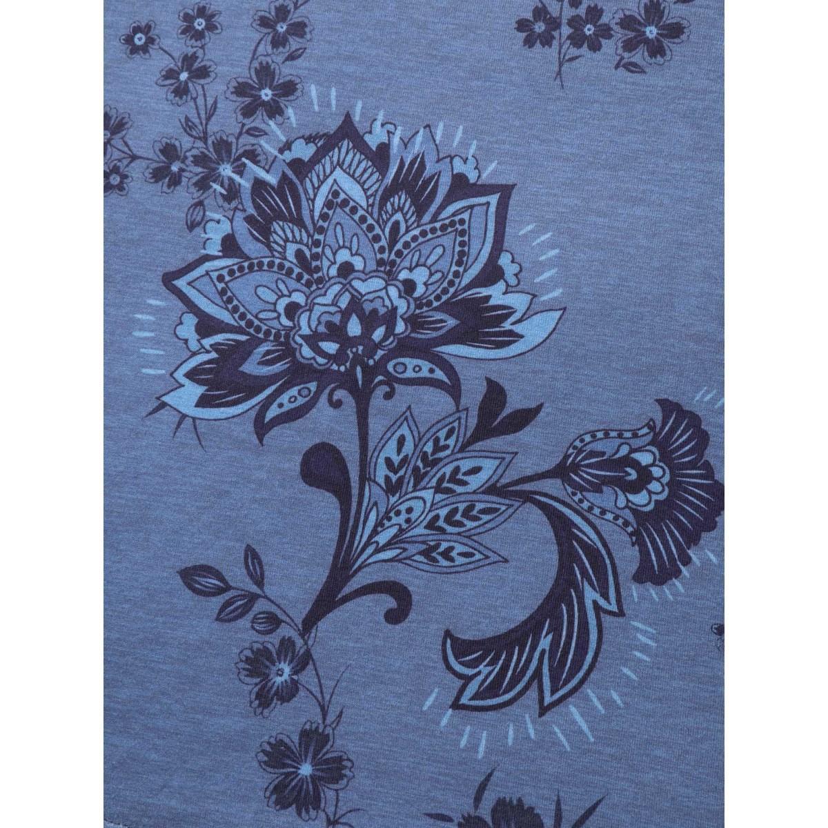 Plus Size Floral V-Neck Drapey T-Shirt Cerulean Women Non V-neck Everyday-Casual T-shirts BloomChic 28/5X Product Image