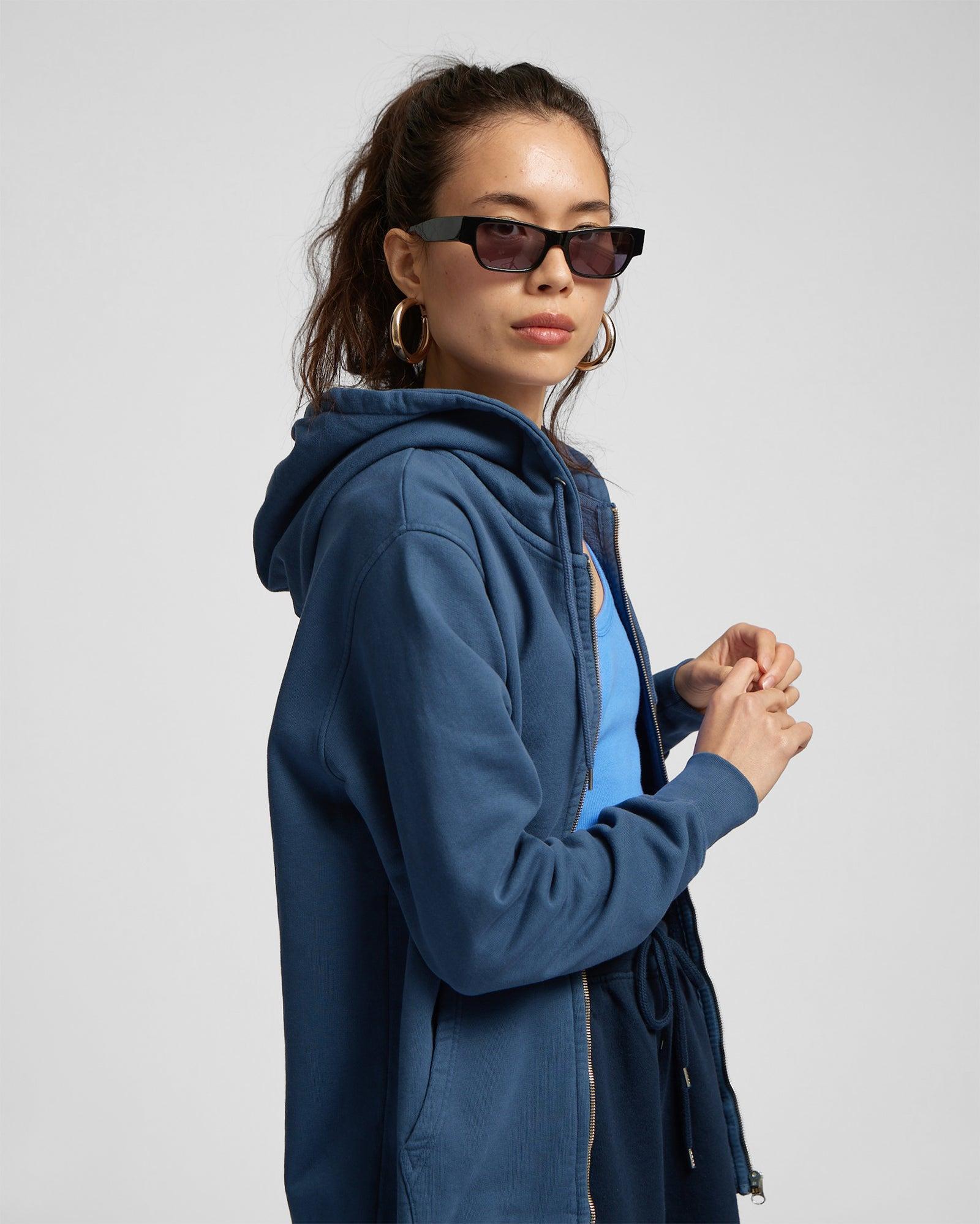 Classic Organic Zip Hood - Navy Blue Product Image