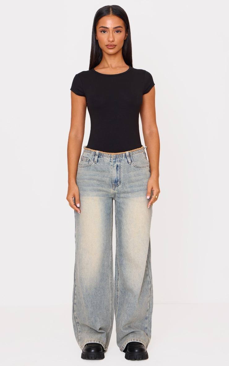 Petite Black Modal Cotton T-shirt Bodysuit Product Image