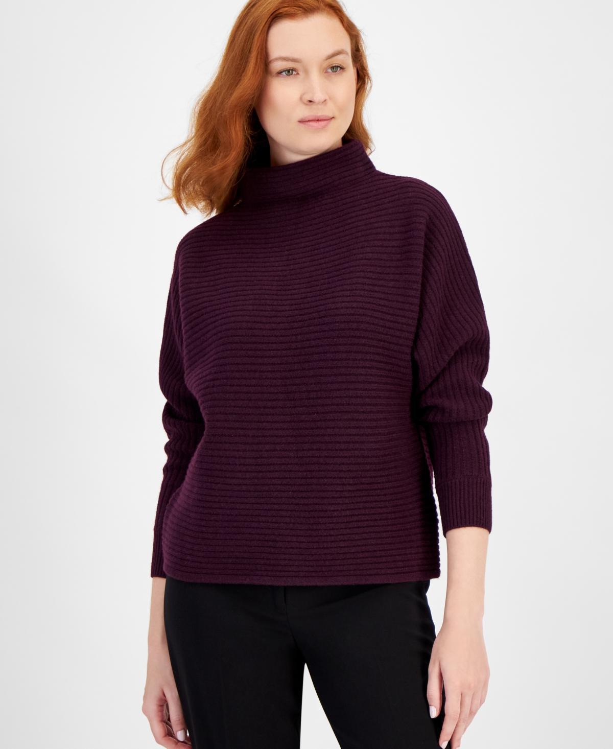 Anne Klein Womens Ribbed Knit Mock Neck Sweater Product Image