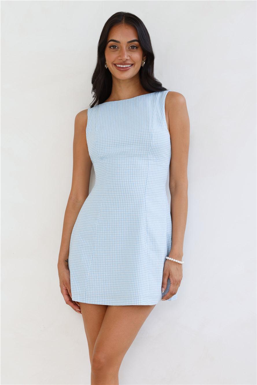 Dream Paddock Gingham Mini Dress Blue Product Image