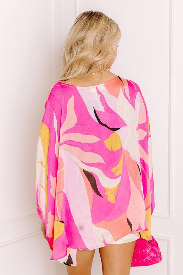 Shades Of Paradise Caftan Top in Pink Product Image