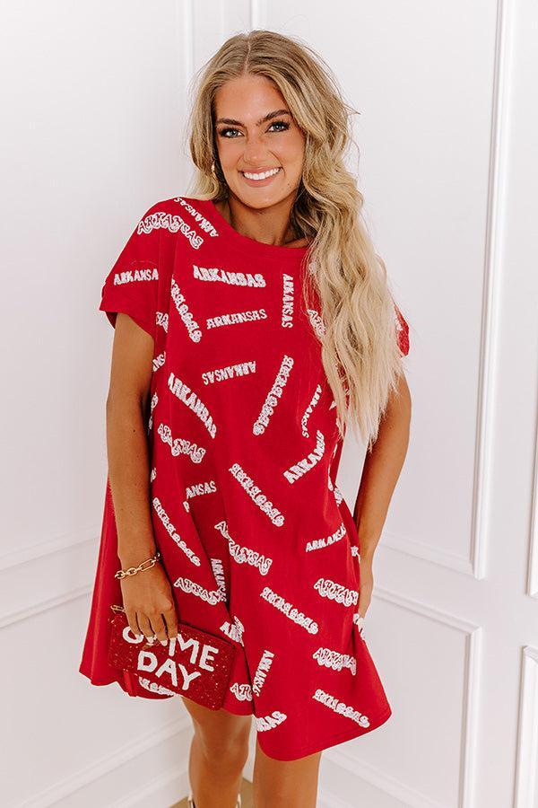 School Spirit Sequin Embroidered Mini Dress in Arkansas Product Image