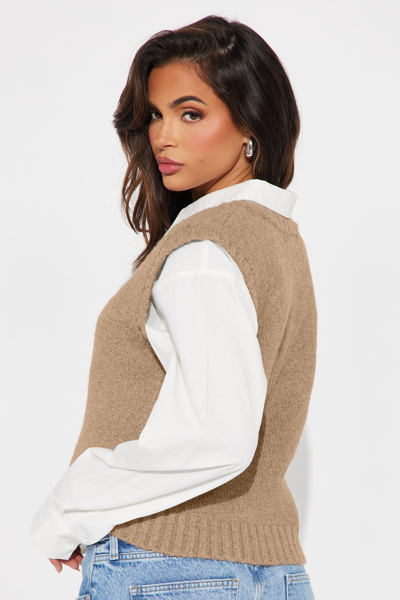 Top Scholar Sweater Vest - Beige Product Image