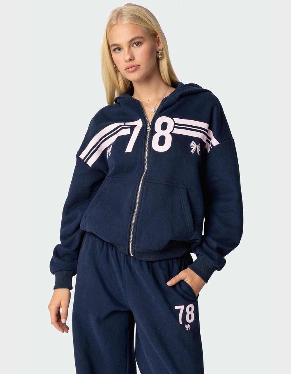 EDIKTED 78 Bow Zip Up Hoodie Product Image