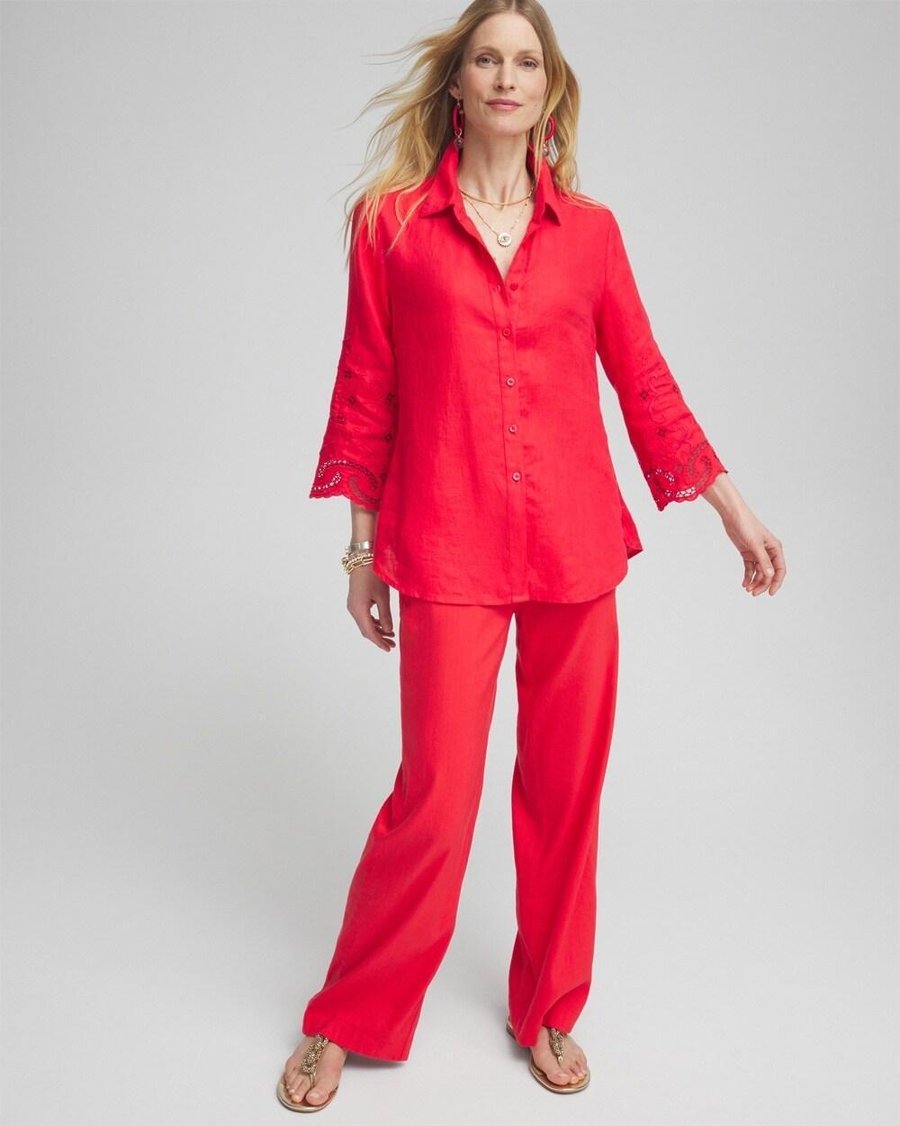 Linen Eyelet Sleeve Shirt Product Image