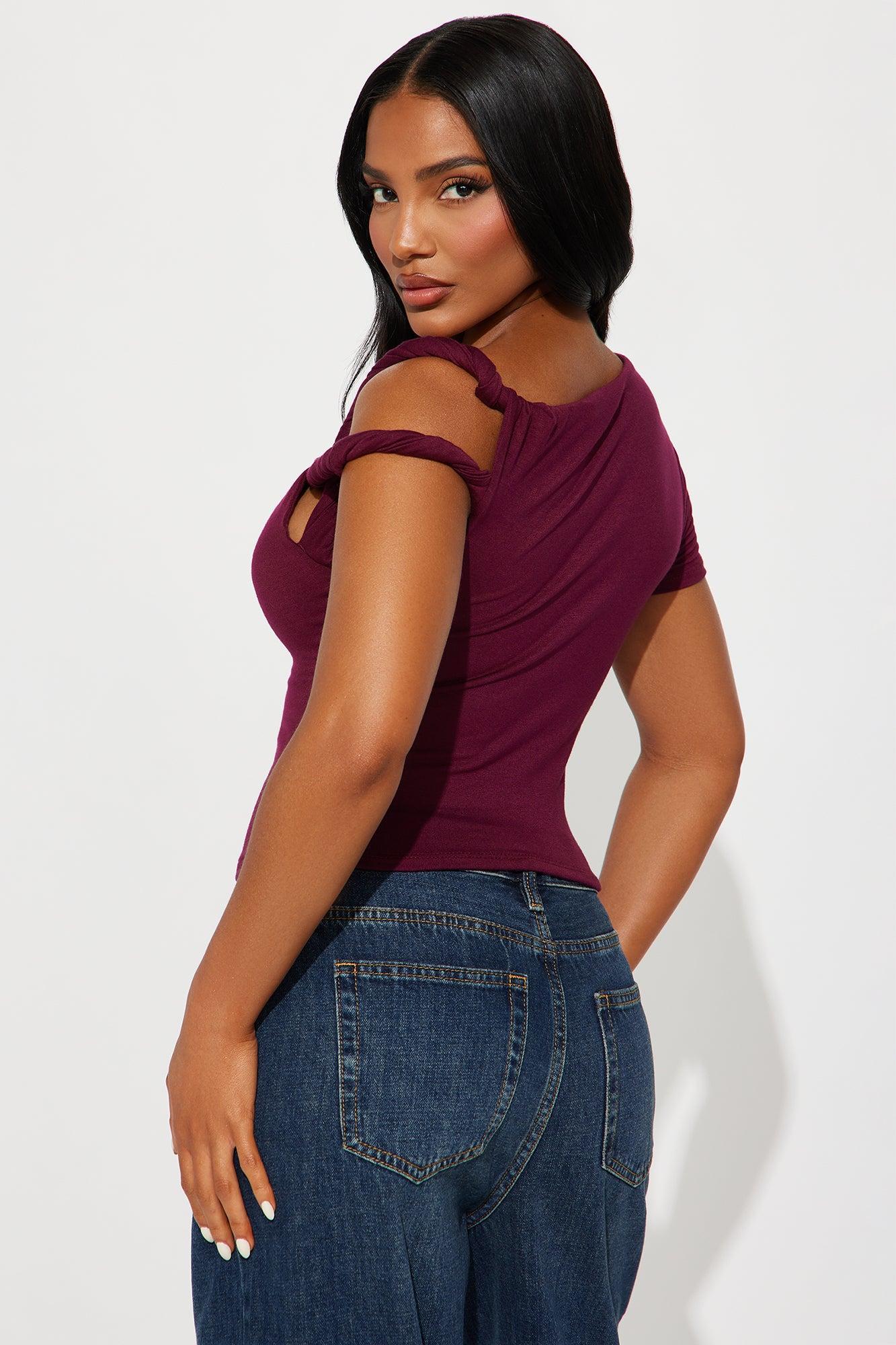 Kendra One Shoulder Top - Wine Product Image