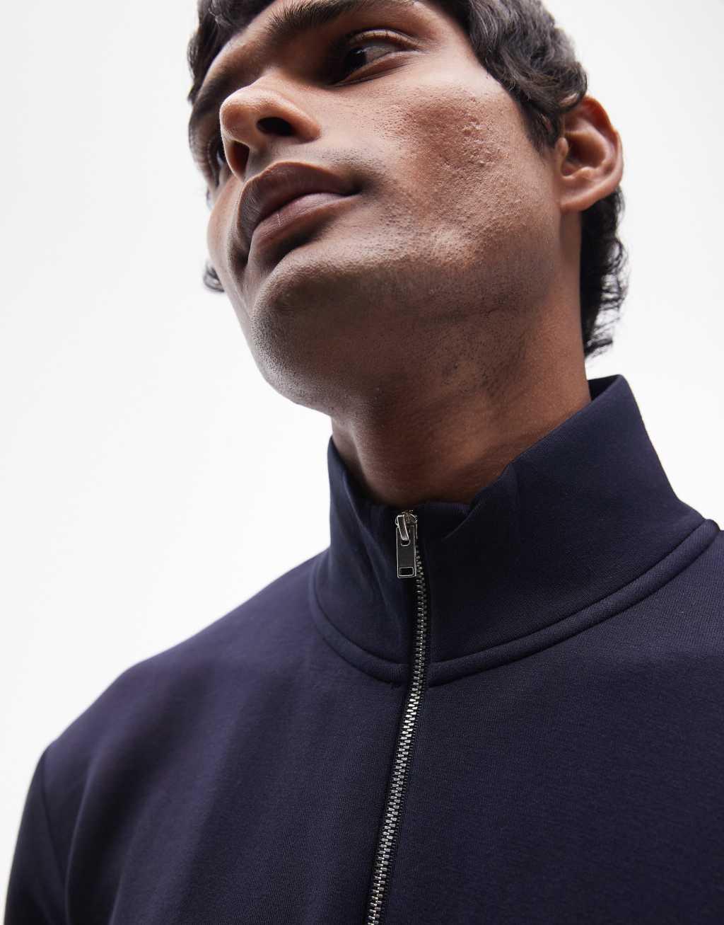 Selected Homme half zip sweatshirt in navy Product Image