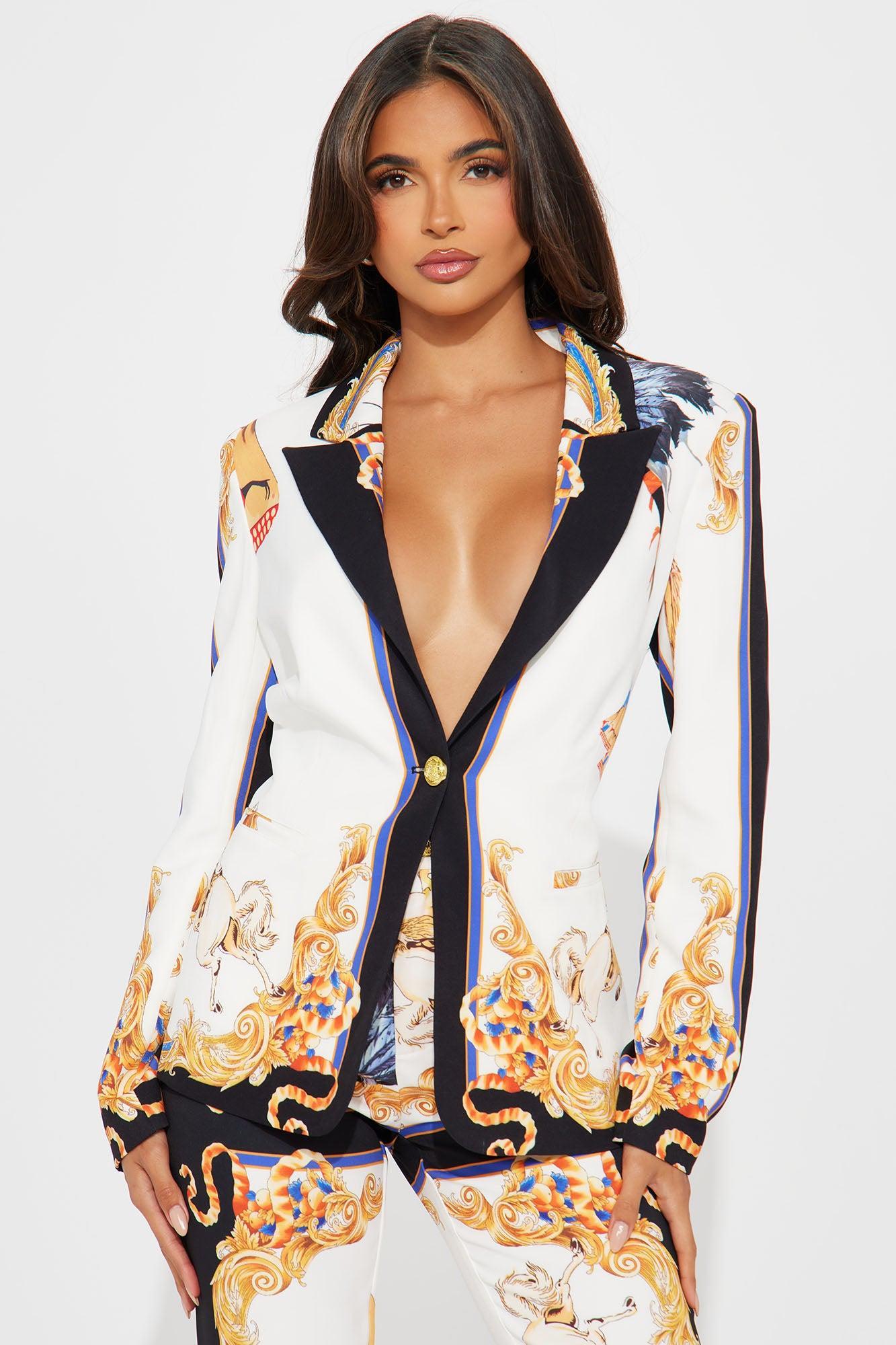Royal Night Satin Pant Set - Ivory/combo Product Image