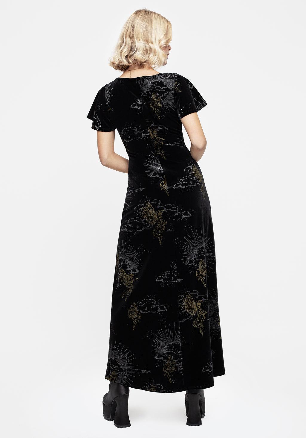 Adelina Foil Print Velour Midaxi Dress Product Image