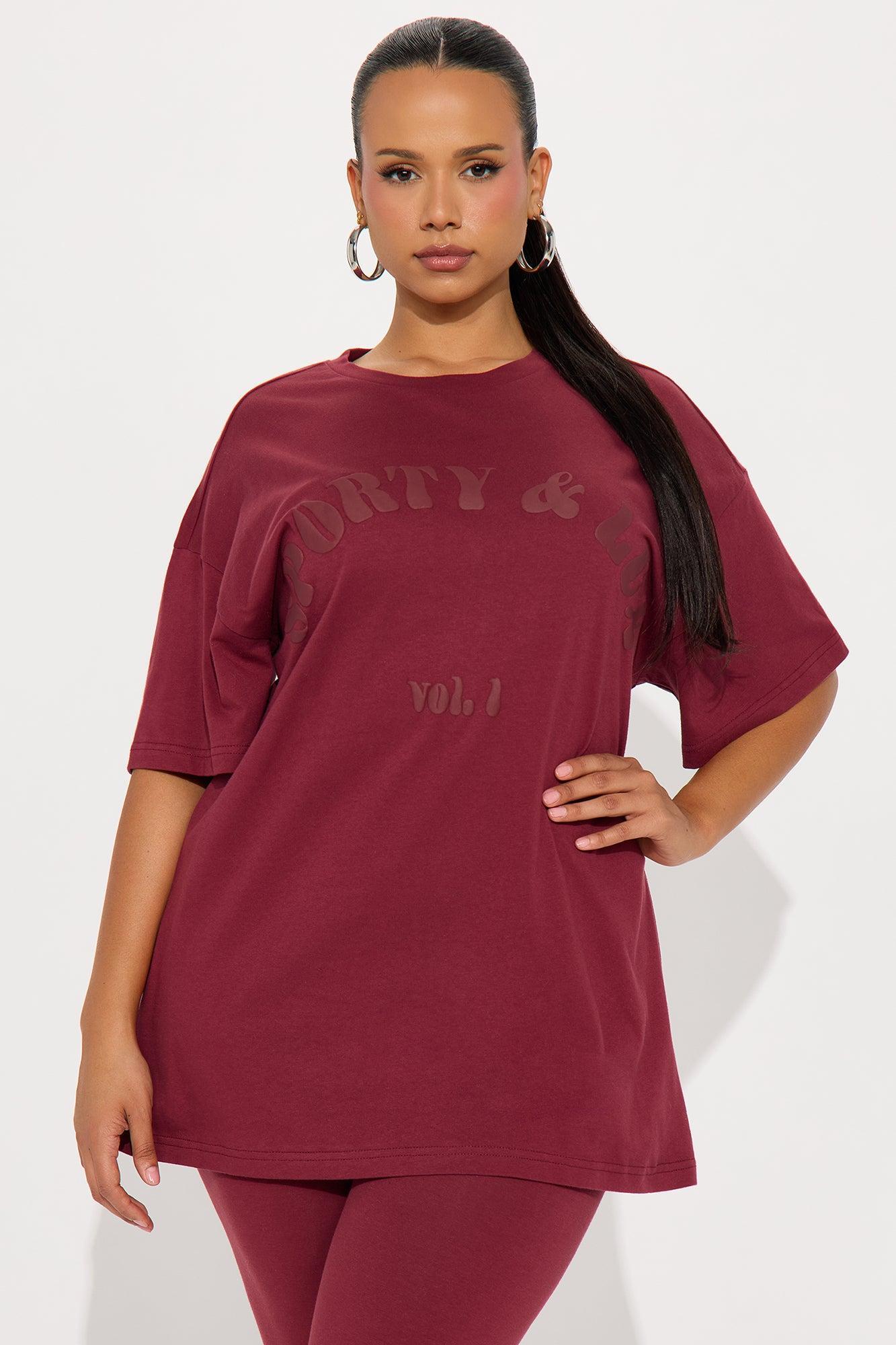 Sporty & Lux Legging Set - Burgundy Product Image