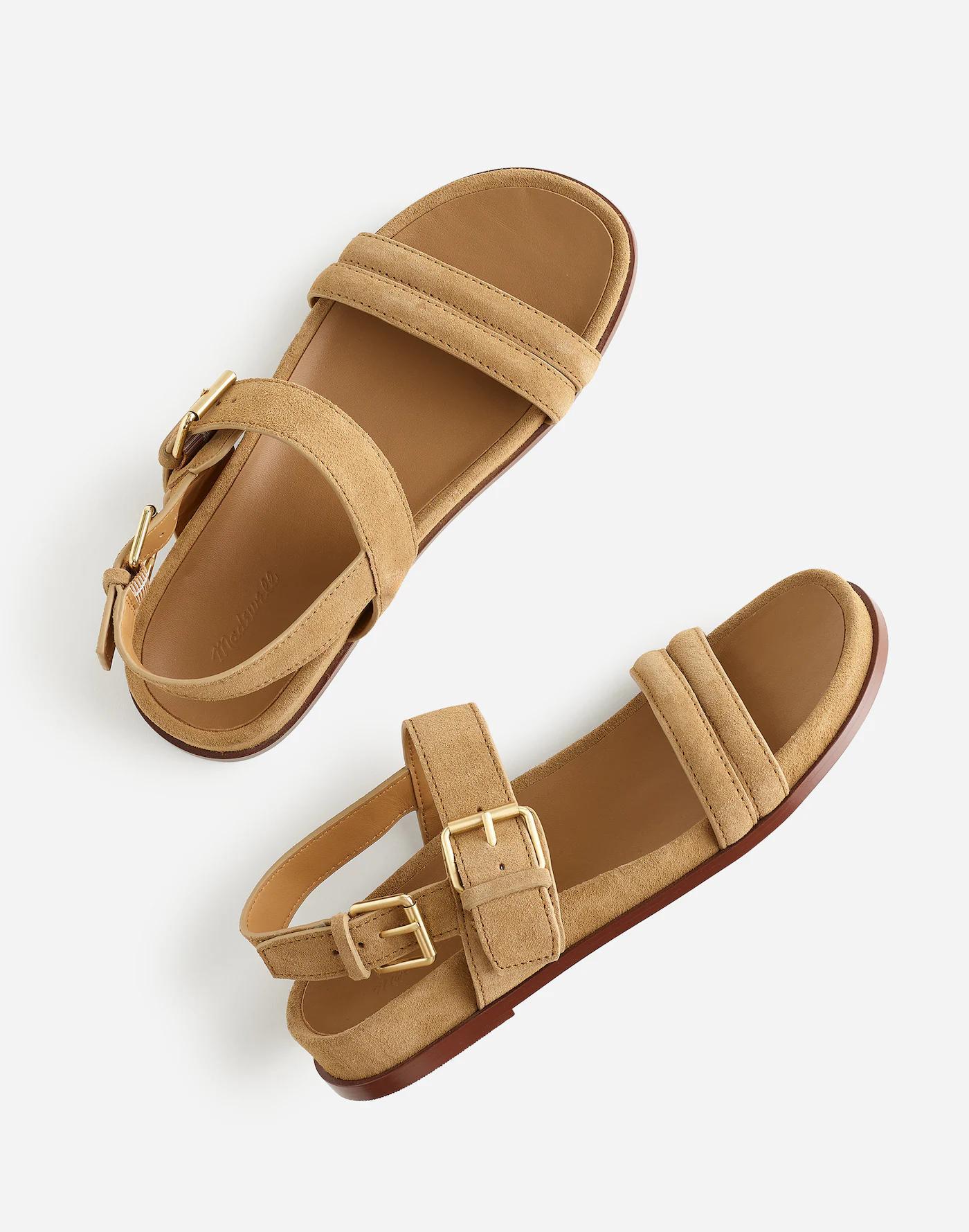 The Dara Double-Strap Sandals in Suede Product Image