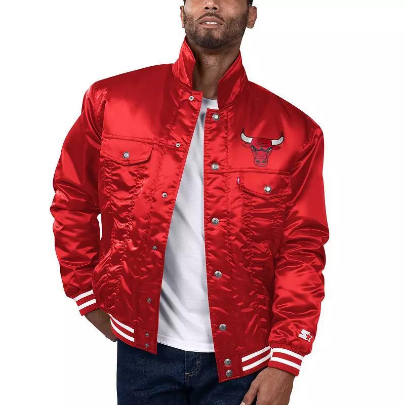Men's Starter x Levi's Kelly Green Boston Celtics Silver Label Trucker Satin Full-Snap Jacket, Size: Medium Product Image