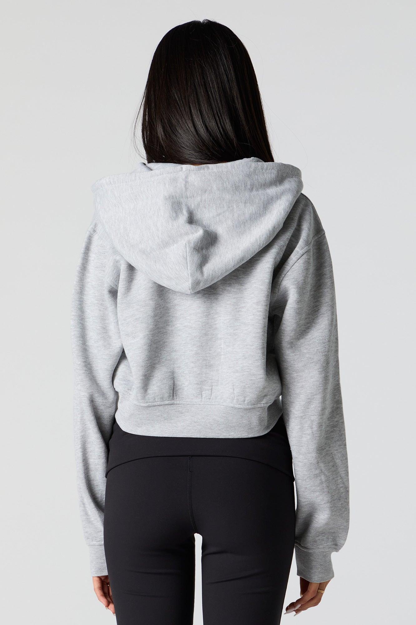 Fleece Cropped Zip-Up Hoodie Female Product Image