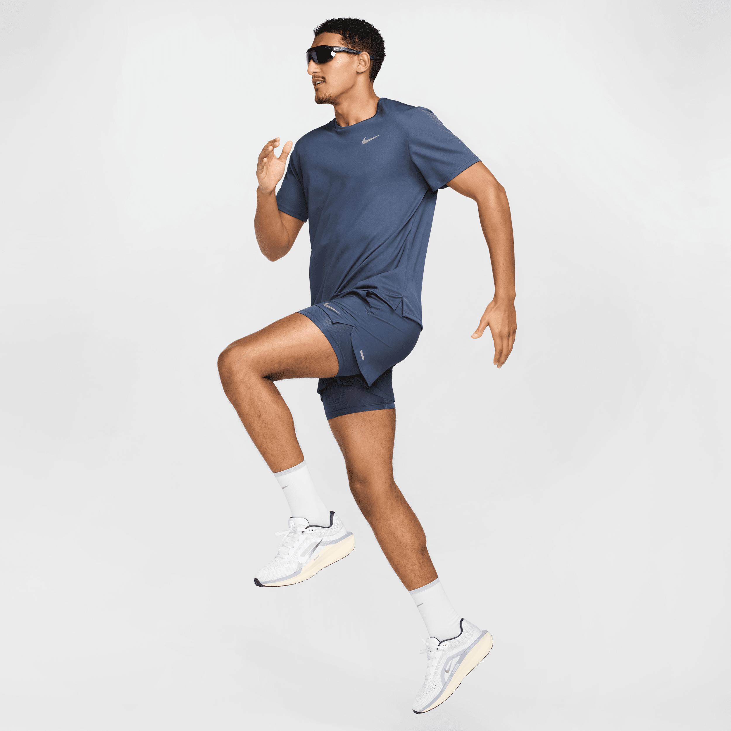 Nike Mens Dri-FIT Stride 2-in-1 5 Running Shorts in THUNBL/THUNBL/BLACK Product Image