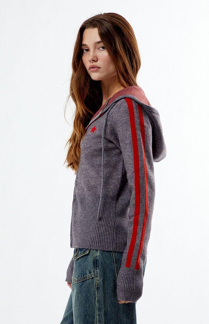 Daisy Street Women's Star Zip Up Knit Hoodie Product Image
