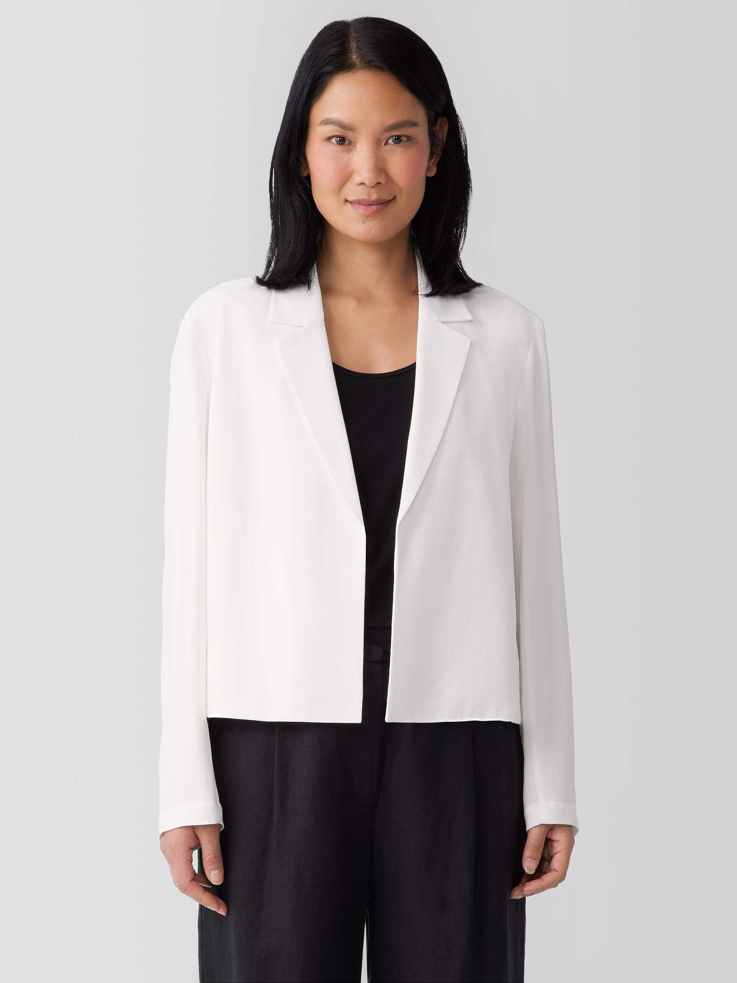 EILEEN FISHER Silk Georgette Crepe Cropped Blazerfemale Product Image